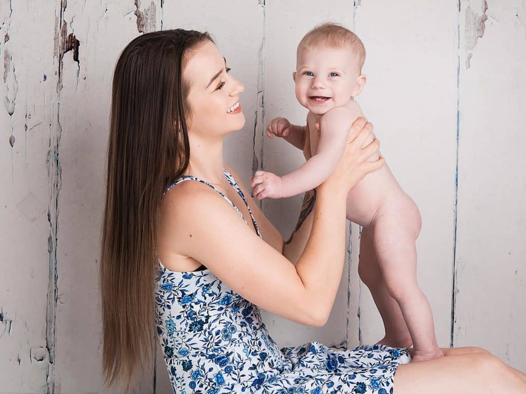 Happy baby with mum